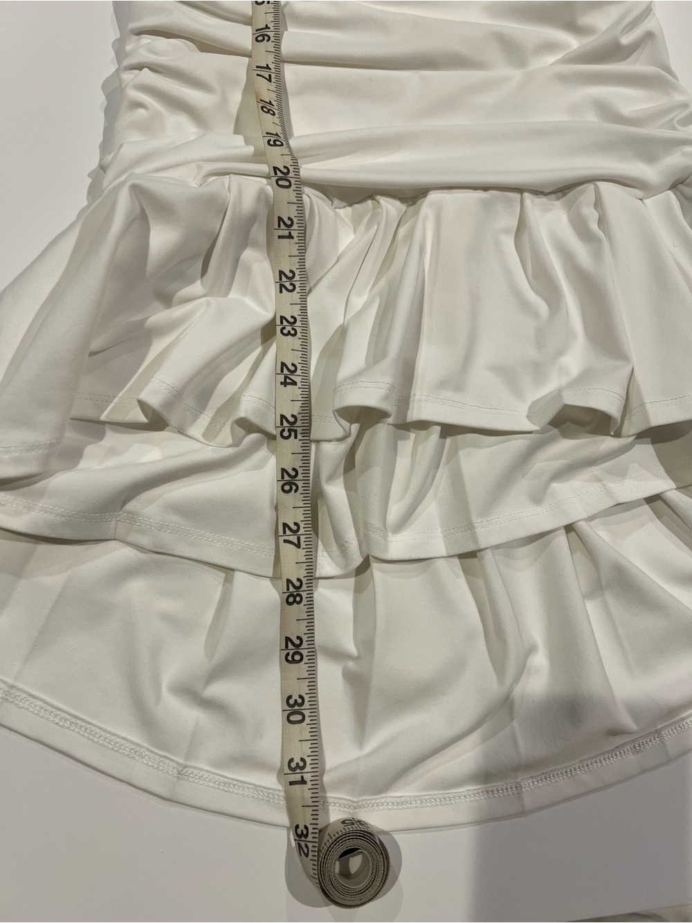 Sleeveless White Ruched Ruffle High Low Hem Dress - Picture 6 of 6